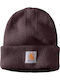 Damen Beanie mit Rib Strick in Burgundisch Farbe