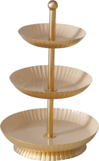 Boltze Etajeră Metalică Cu 3 Nivele Auriu Ø26cm