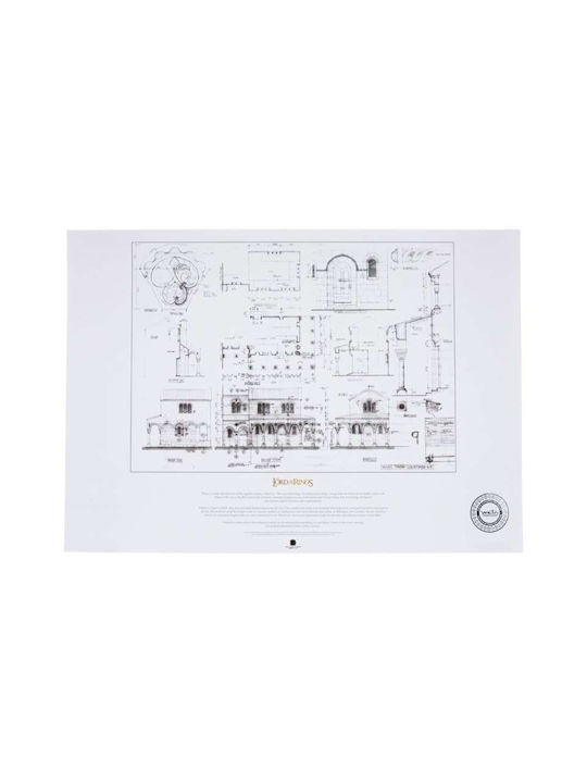 Lord Rings Poster Art Print Blueprint Curtea Minas Tirith Dimensiuni 59 X 42cm