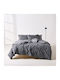 Kentia Set Duvet Cover Cotton 165x245cm Single with Pillowcase Karavagio Anthracite-light Grey