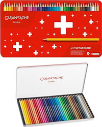 Caran D`arche Swisscolor Aquarelle Creioane Efect Acuarelă Hexagonale 40 Bucăți Culori Diverse