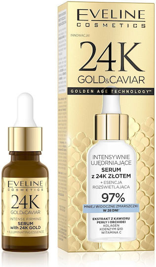 Eveline 24K Gold&Caviar Ενυδατικό & Αντιγηραντικό Serum Προσώπου με Χαβιάρι & Βιταμίνη C για Λάμψη & Σύσφιξη 18ml