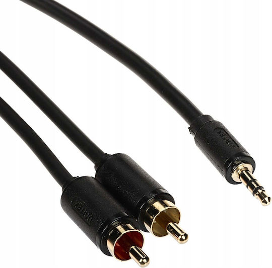 Unitek 3.5mm Jack Cable 3.5mm Male - 2x RCA Male Black 10m With Gold Plated Terminals C19024BK01
