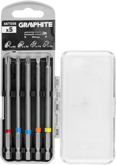 Graphite Σετ 5 Μύτες Κατσαβιδιού Σταυρός / Αστέρι