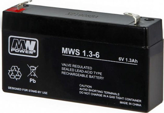MW Power UPS-Batterie mit Gewicht 1.3Ah und Spannung 6V