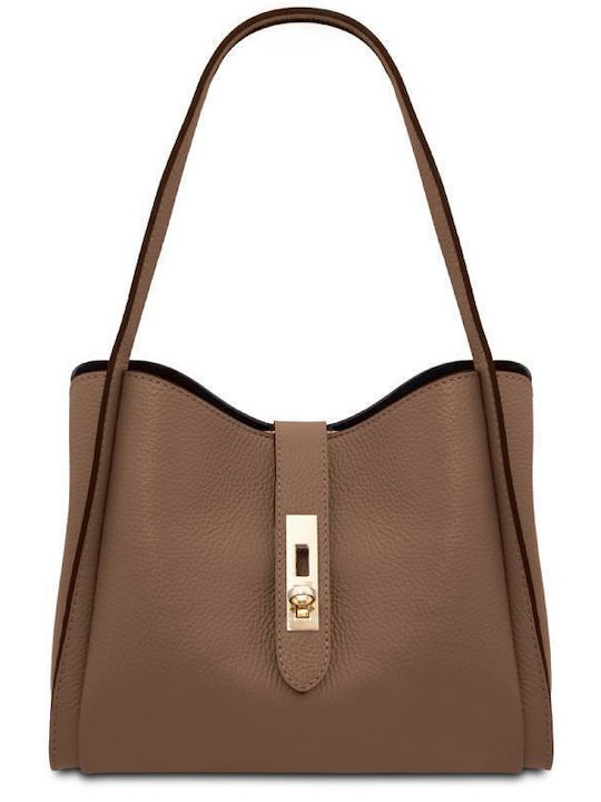 Grey Leather Women's Shoulder Bag