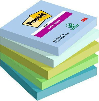 Post-it 3M Sticky Notes Post-it Super Sticky Oasis 76x76mm 5x90 Sheets