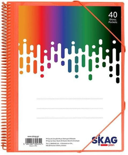 Skag Spiral Buch anzeigen A4 21x29,7cm Transparente Hülle Für Außendeckel Gummi 40 Stück Verschiedene Farben 305341