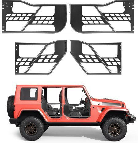 Vevor Jeep Tube 4-Tür Auto Zubehör Für Jeep Wrangler Jk Jku Unlimited 2007-2018 Stahl Vorder- Und Hintertüren Rohrförmige Halbe Türen Off Road Aufbewahrungstasche Gummi Kissen Scharniere Schwerlast Schloss Oe