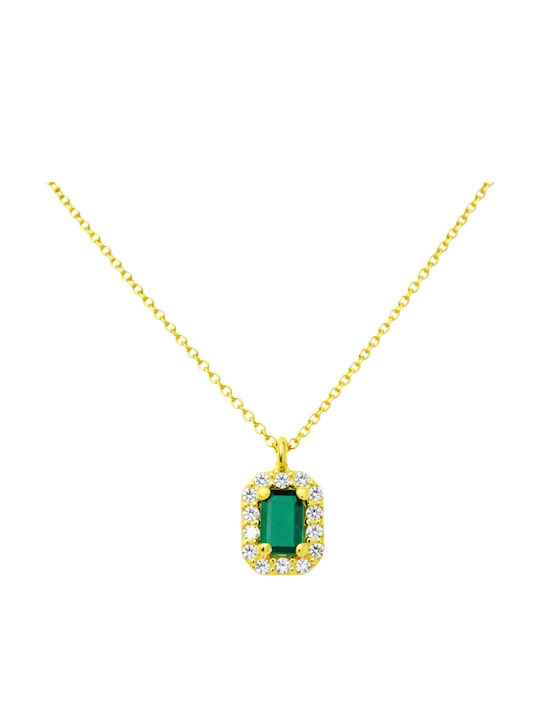 Xrisokosmima Halskette Rosette aus Vergoldetem 14K mit Zirkon
