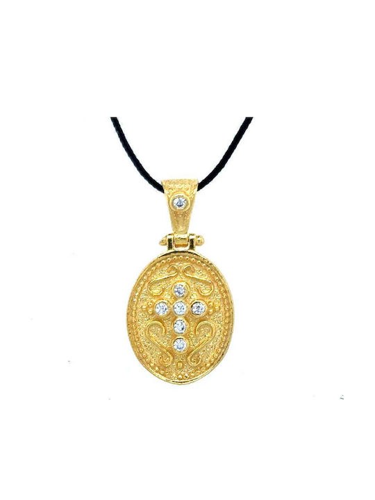 Drandakis Byzantine Talisman Necklace Made of Gold Plated Silver Black Drandakis Byzantine Talisman Necklace Made of Gold Plated Silver Black