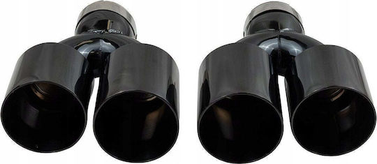 Mtuning Kaminrohre Auslass Typ: 35 89mmx2 Eingang 70mm Schwarz Chrom Set