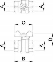 Hydroland Σφαιρική Βαλβίδα Νερού 1/2'' Πεταλούδα Titan W W Zkw-15-ww-m-h-tytan