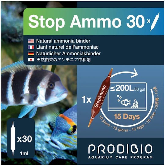 Prodibio Stop Ammo 30 Ampoules Removes Ammonia Fresh Saltwater