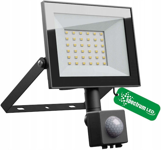 Spectrum Водоустойчив LED Прожектор 30W Неутрално Бяло 4000K с Motion Sensor IP44