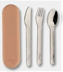 Лъжица Нож & Вилица Inox Калъф Силиконов Blush Pink 3 бр Citron