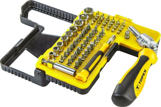 Topex Ratchet Screwdriver with 68 Interchangeable Bits