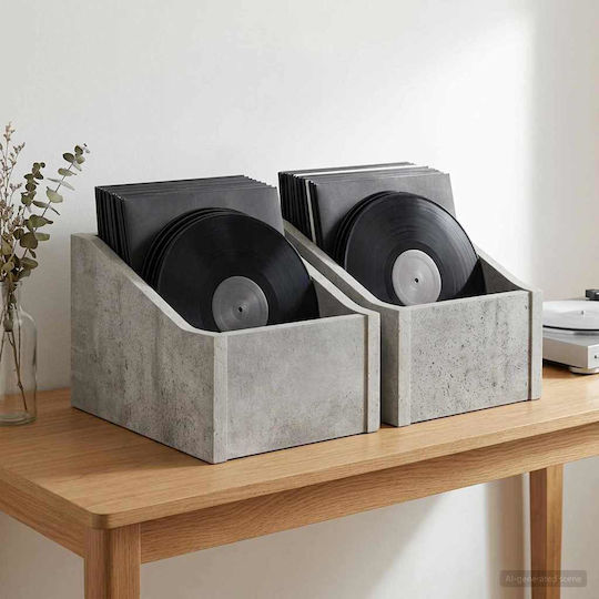 vidaXL Cutie LP 2 Buc Gri Beton 18 X 32 X 18 Cm