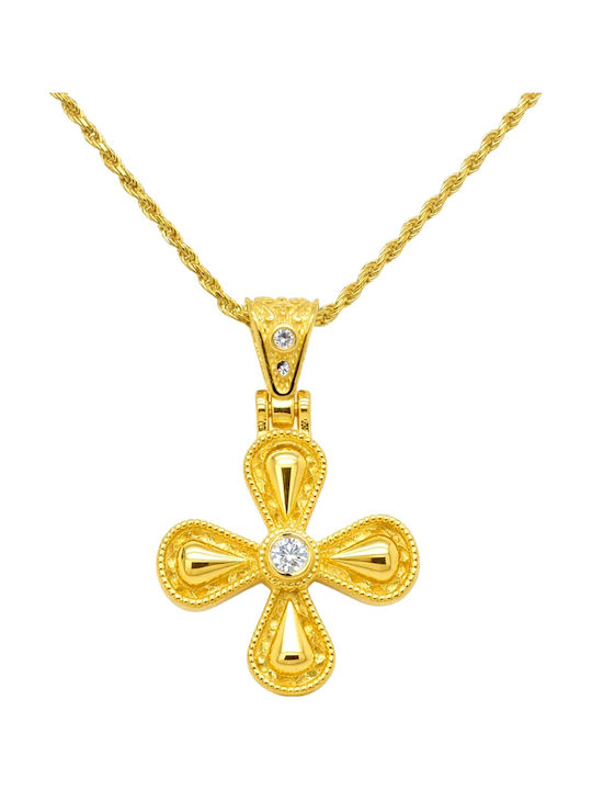 Xrisokosmima Byzantine Cross Gold Plated Silver with Chain