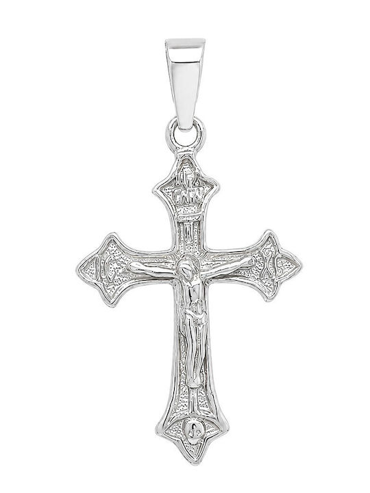 Xryseio Men's Cross with Crucified in Silver Without Chain