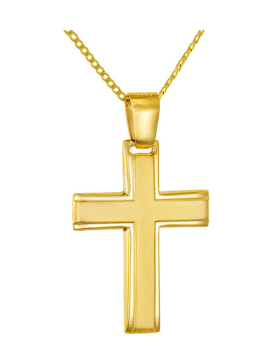 Papoulidis Jewellery Мъжки Златен Кръст 14 Карата Двулицев Без Верижка