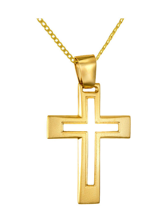 Papoulidis Jewellery Мъжки Златен Кръст 14 Карата Двулицев Без Верижка