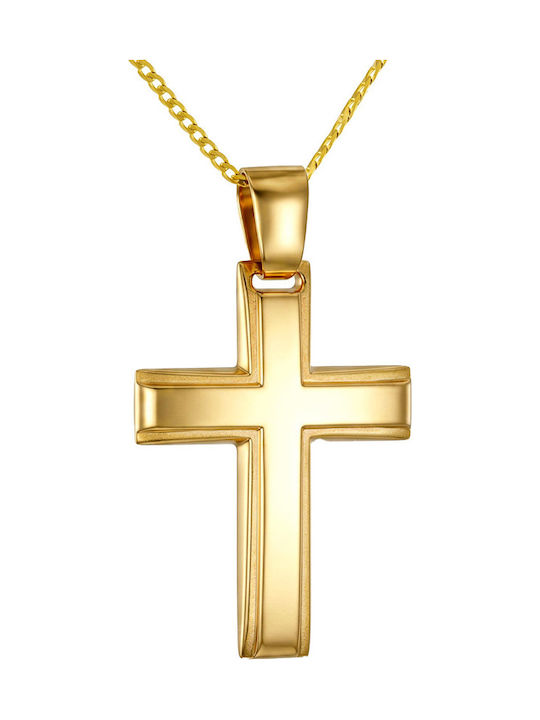 Papoulidis Jewellery Мъжки Златен Кръст 14 Карата Двулицев Без Верижка