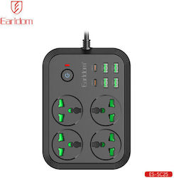 Earldom Power Strip Sc25 Eu 4 Sockets 4 USB-A 2 USB-C Cable 2m Earldom Power Strip Sc25 Eu 4 Sockets 4 USB-A 2 USB-C Cable 2m