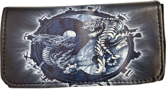 Kalliopi Silver Tabaktasche Künstliches Leder Design Tiger & Drache 14x8cm