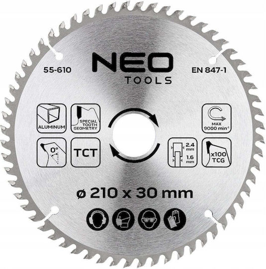 Neo Tools Drel Aluminium Schleifscheibe mit 100 Klingen 210mm