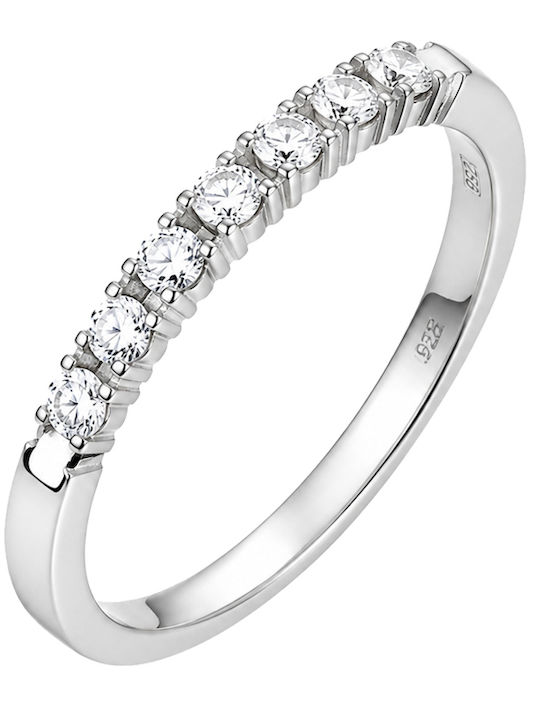 Women's Half Eternity Band Ring with Diamond in 18K White Gold