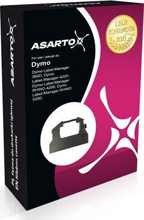 Asarto Етикетна Тапа 1м x 9мм в Черен Цвят Съвместима с Dymo D1, Dymo Rhino/IND