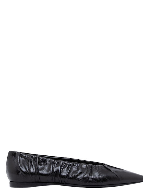 Leder Damen Ballerinas Schwarze