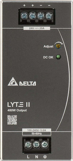 Delta DIN Rail Power Supply with 28V Output and 480W Power 20A