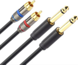 Mozos MCABLE-2JT2R 6,3mm Stecker - 2x RCA-Stecker 3m