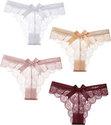 Women's Panty Set Lace Bow Thong Style