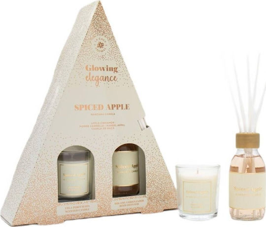 Set Hiskin Glowing Elegance Apple Cinnamon Fragrance Set 95ml + Apple Cinnamon Scented Candle 120g
