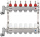Ferro Edelstahl 1 5-Wege Verteiler F-comfort Thermostatventile Durchflussmesser Manuelles Luftventil Entlüftungsventil Heizungsanlage Warmwasserhaushalt