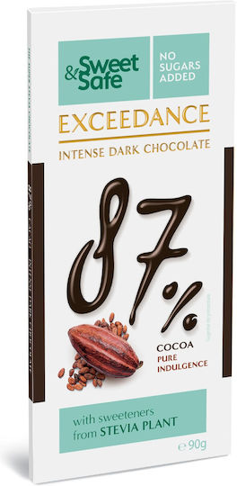 Ciocolată Amăruie Vegan cu Îndulcitor Stevia 87% Cacao & Stevia 90gr