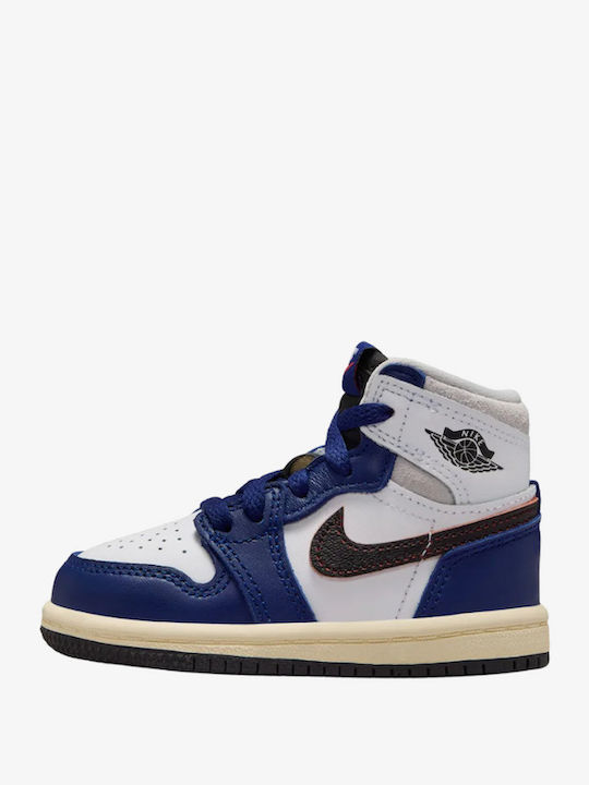 Jordan 1 Retro High Og Adidasi copii High Albe
