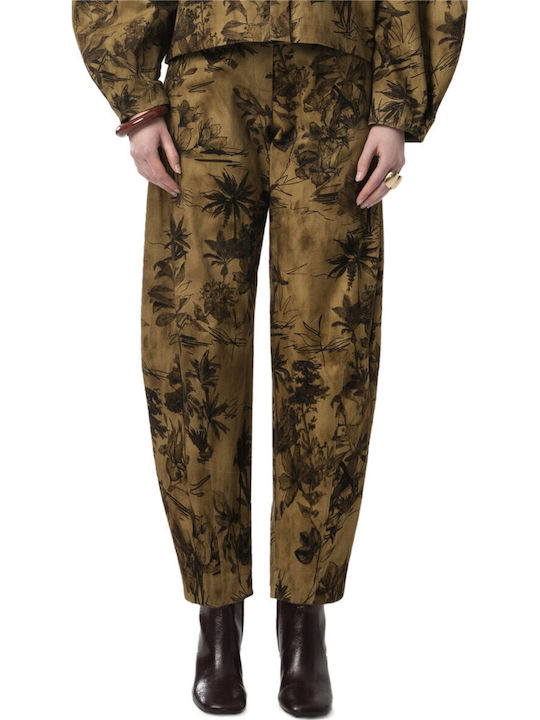 Damen Stoffhose Blumen