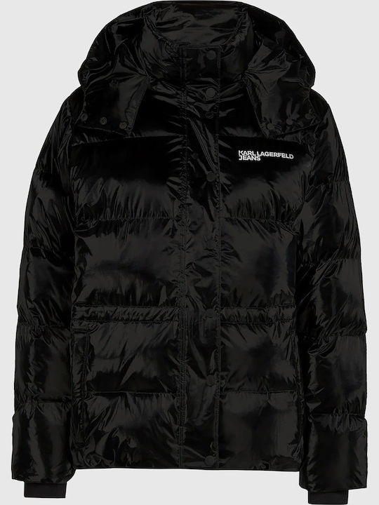 Karl Lagerfeld Women's Puffer Jacket Black-shin...