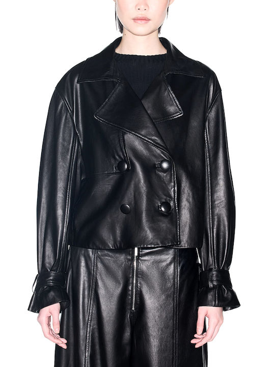 Leather Women's Biker Jacket Black