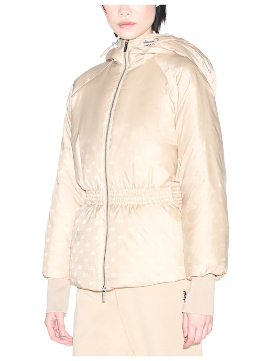 Дълго Дамско Puffer Якето За Зима Бежово