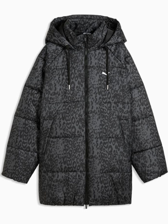 PUMA Jachetă Dama Puffer Lungă Waterproof Pentru Iarnă Neagră