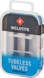 Weldtite Tubeless Valve Kit Σετ Βαλβίδων Tubeless Ζάντες 2 X 55mm Presta Μαύρο