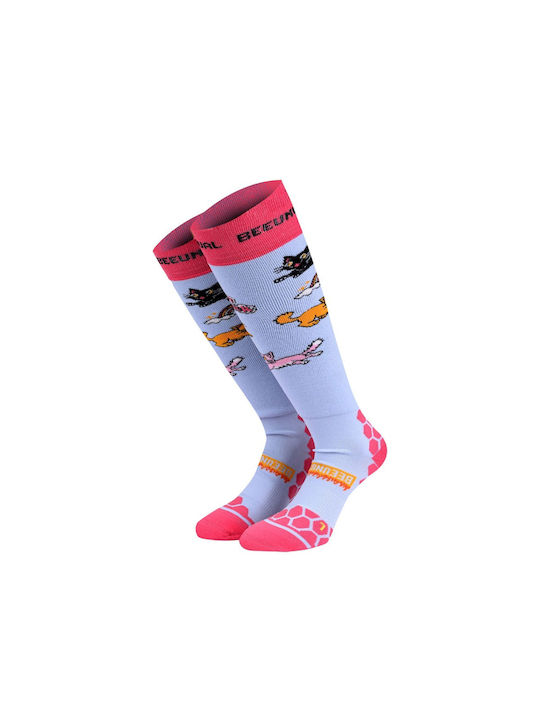 Bee. Unusual. Performance A Fluffy Cat Men's Ski & Snowboard Socks Blue 1 Pair Bee. Unusual. Performance A Fluffy Cat Men's Ski & Snowboard Socks Blue 1 Pair