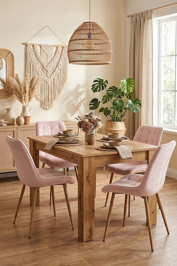 Dining Room Velvet Chair Light Pink
