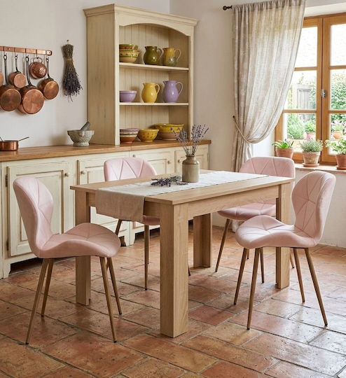Καρέκλες Τραπεζαρίας Βελούδινες Light Pink 4τμχ