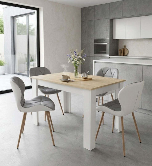 Dining Chair With Artificial Leather Upholstery Gray-White 52x47x46cm